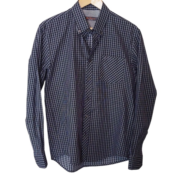 Ben Sherman Black and White Long Sleeve Button Down Shirt SZ M - Picture 2 of 14